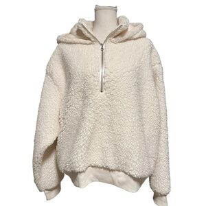 VICTORIA’S SCRET PULLOVER 1/4 ZIP TEDDY HOODIE WITH POCKETS SIZE XL